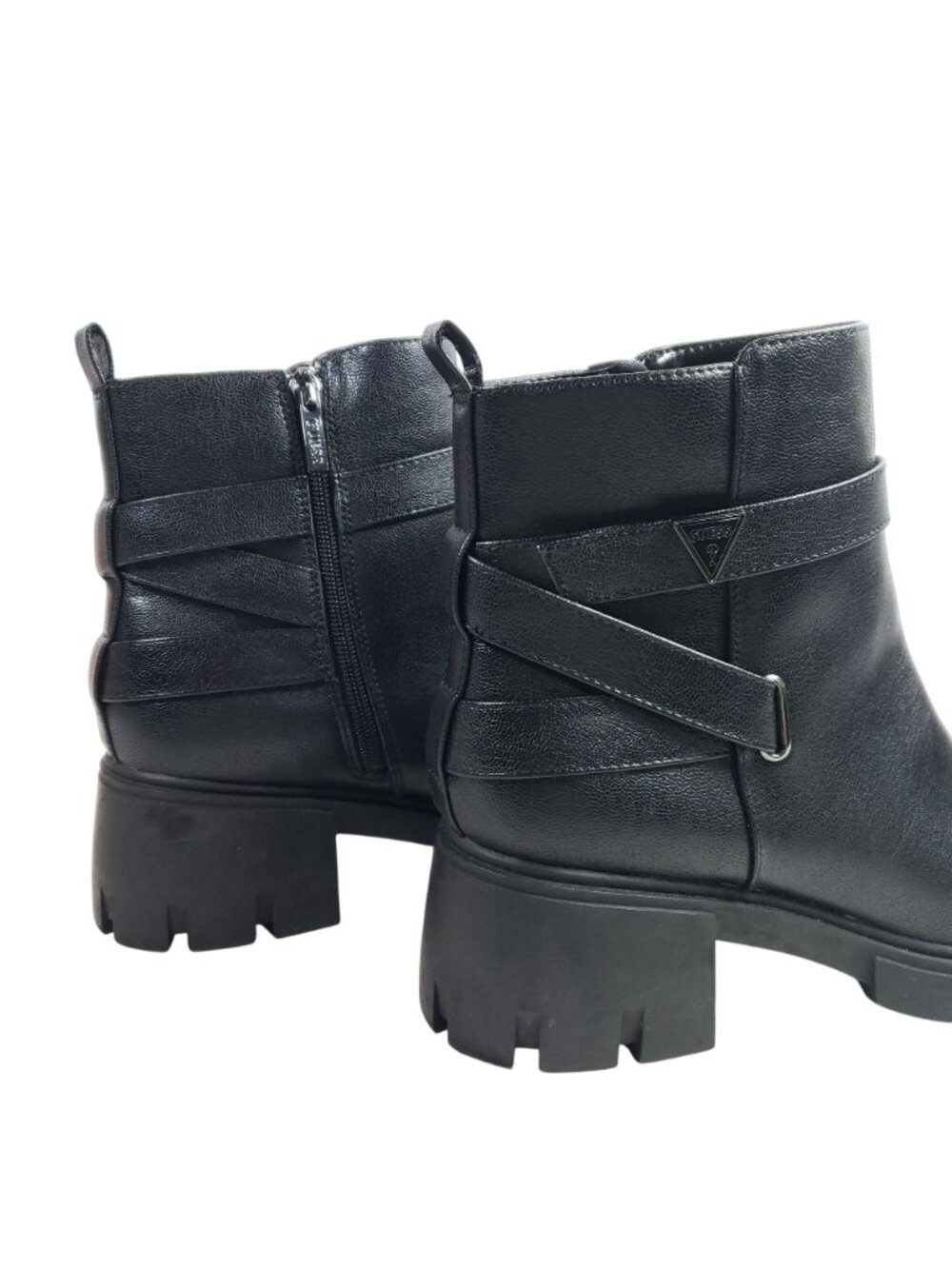 Guess Womens Black Chunky Heel Ankle Boots 10 All Man-Made Materials Rugged Sole - Picture 6 of 11